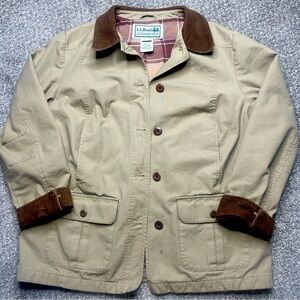 Vintage L.L Bean Flannel Lined Tan Canvas Jacket - SZ Medium🌲
